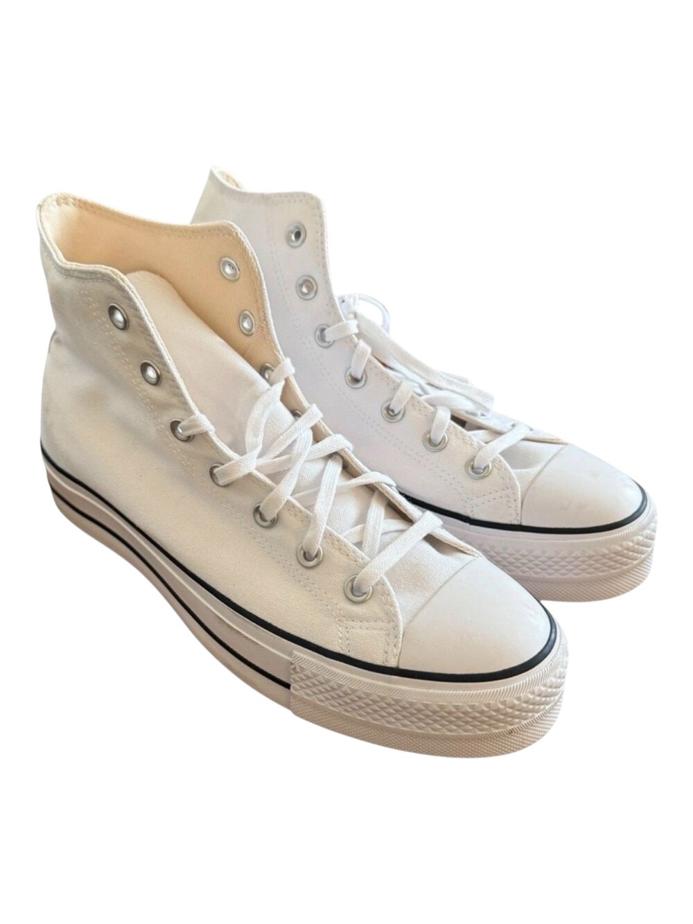 Converse Chuck Taylor All Star Lift Hi Canvas Shoes Womens Sz 10.5 White 560846C